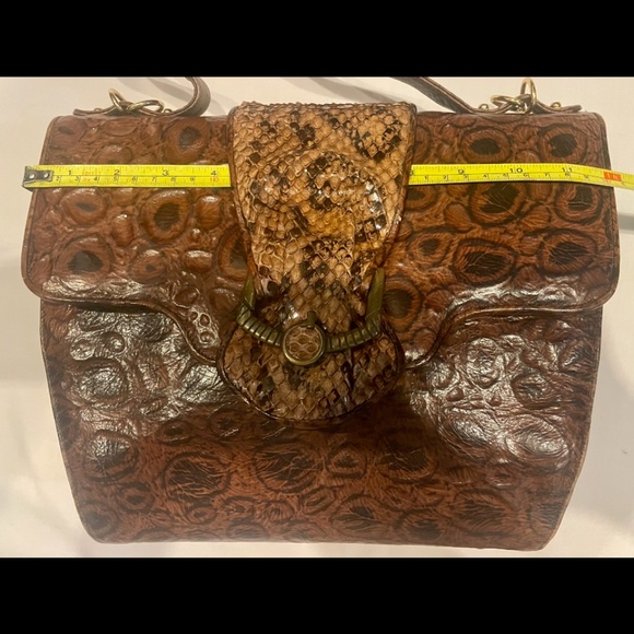 OOAK Vintage Sharif Reptile & Snakeskin Textured Leather Satchel Handbag - Picture 3 of 5